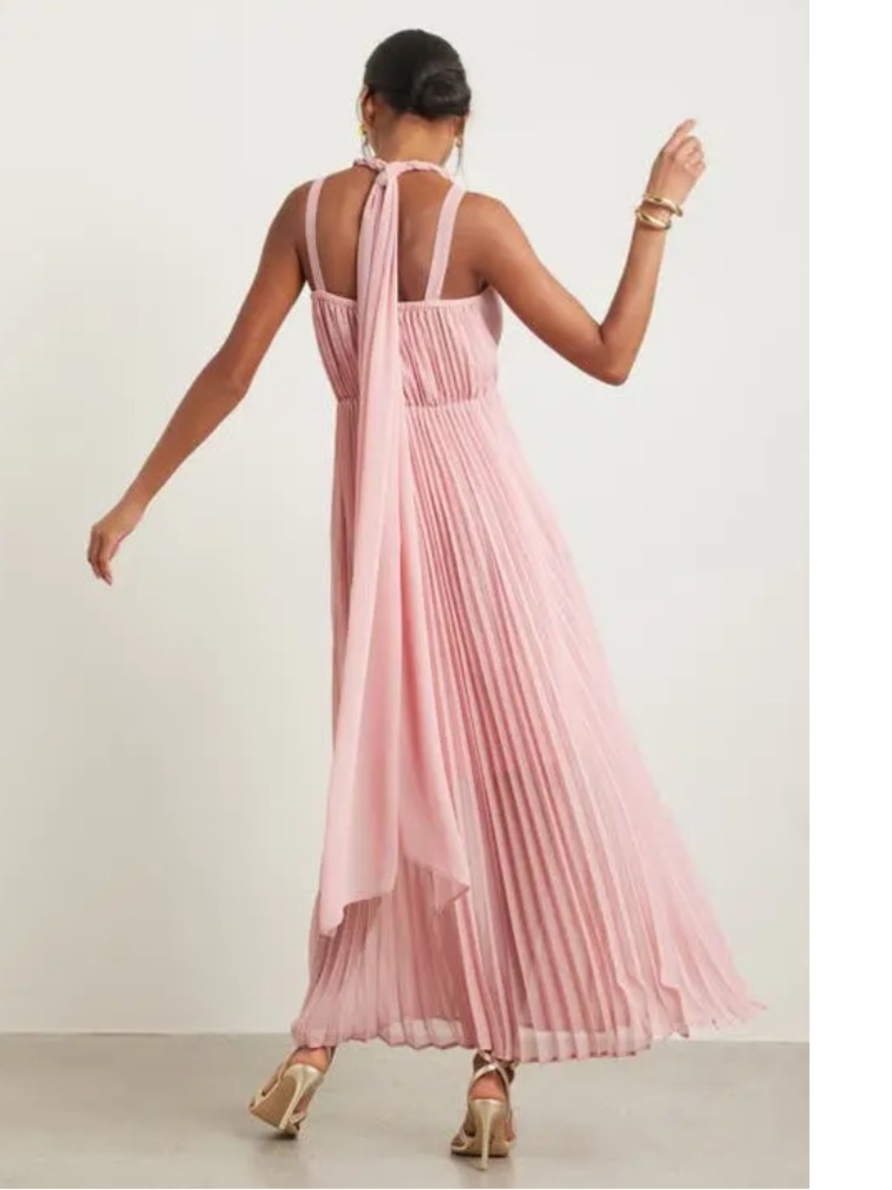 Chelsea28 Blush Pleated Tie-Back Maxi Dress - Picture 2 of 6